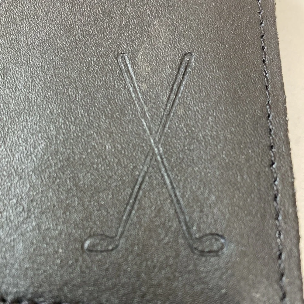 Black Split Leather Trifold Wallet with Embossed Golf Clubs - NWOT